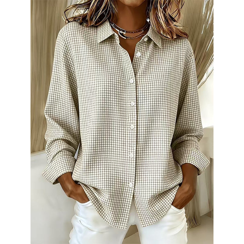 Langärmliges Retro-Karo-Oberteil für Damen-9