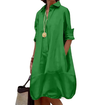 Lässiges Hemdkleid mit Knöpfen für Damen-19