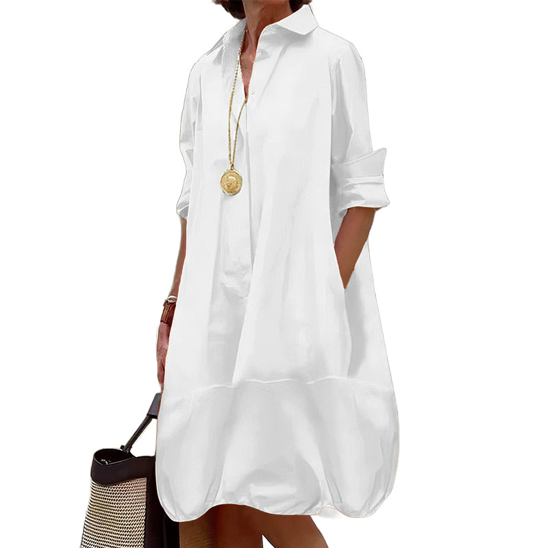 Lässiges Hemdkleid mit Knöpfen für Damen-20