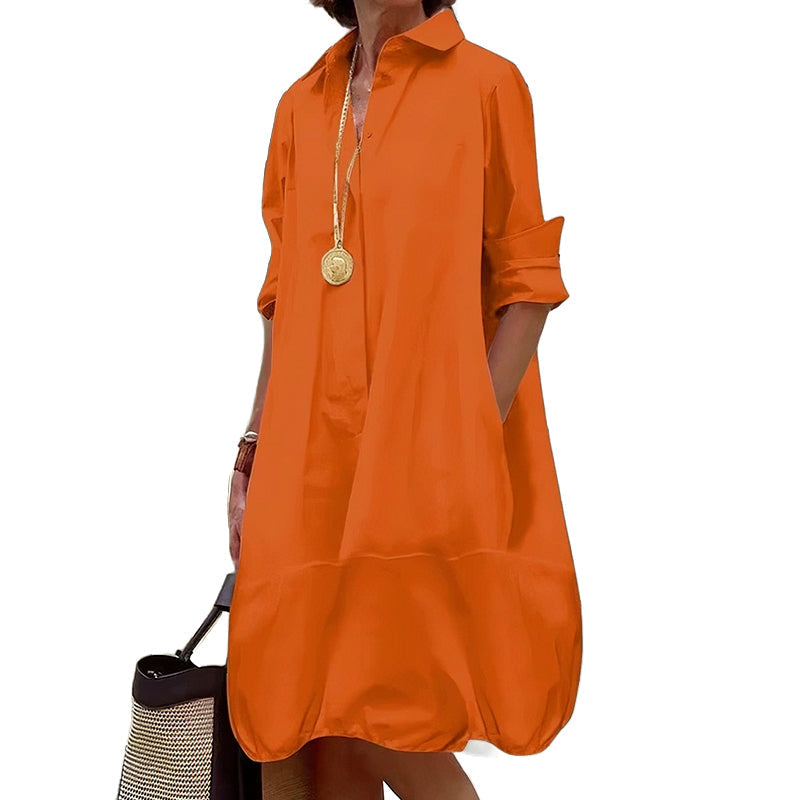Lässiges Hemdkleid mit Knöpfen für Damen-15