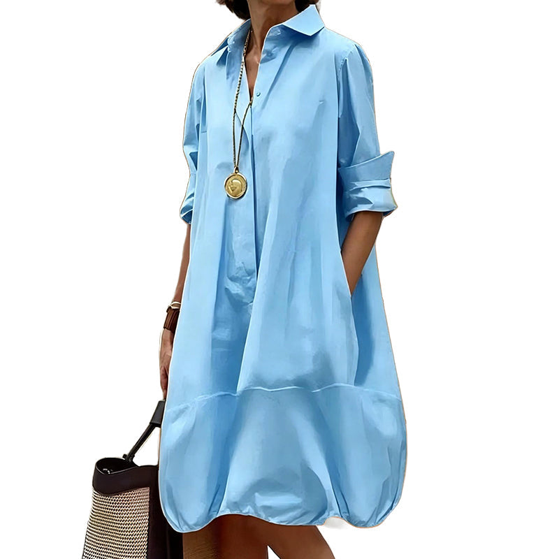 Lässiges Hemdkleid mit Knöpfen für Damen-17