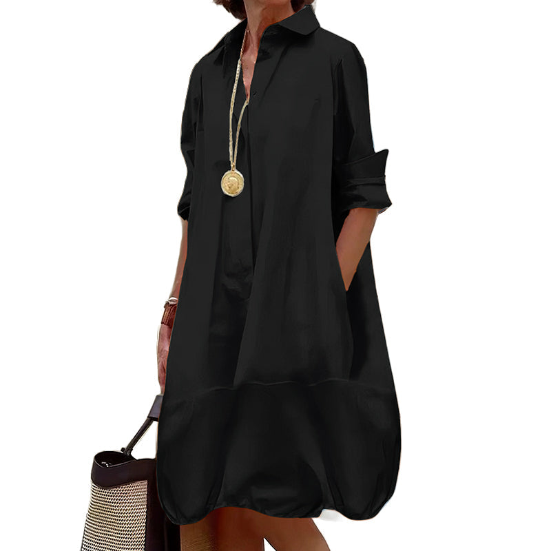 Lässiges Hemdkleid mit Knöpfen für Damen-18