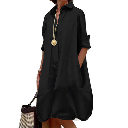 Lässiges Hemdkleid mit Knöpfen für Damen-18