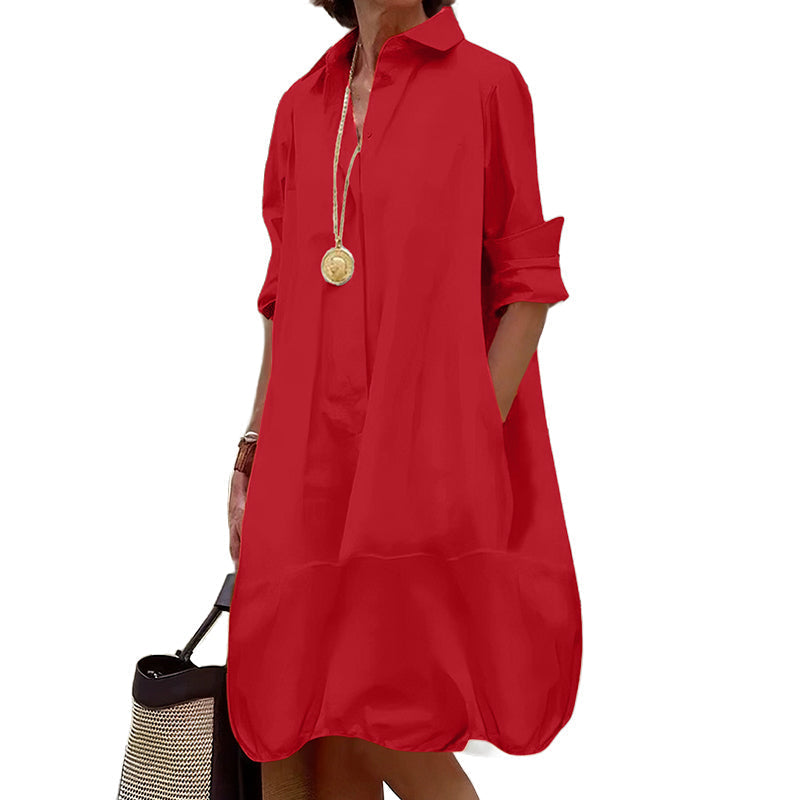 Lässiges Hemdkleid mit Knöpfen für Damen-16