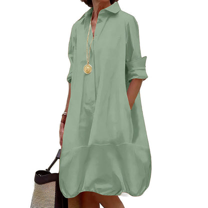 Lässiges Hemdkleid mit Knöpfen für Damen-14