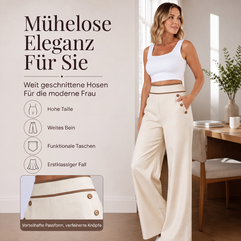 📢📢50%Rabatt!!!🎉✨Damen-Hochweitbund-Hosen mit kontrastierenden Besätzen