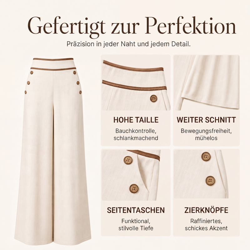 📢📢50%Rabatt!!!🎉✨Damen-Hochweitbund-Hosen mit kontrastierenden Besätzen-1