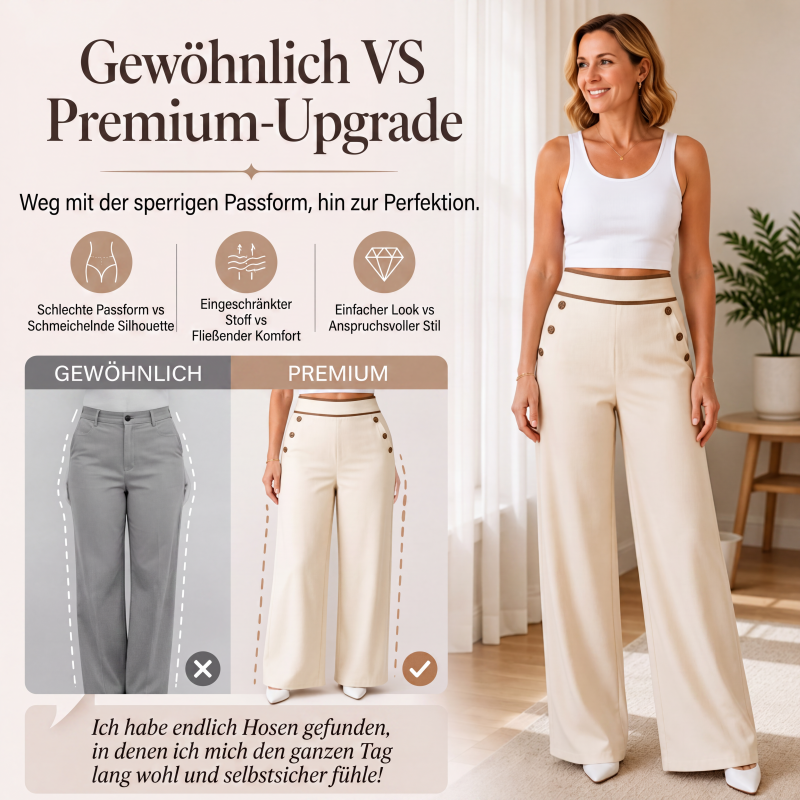 📢📢50%Rabatt!!!🎉✨Damen-Hochweitbund-Hosen mit kontrastierenden Besätzen-3