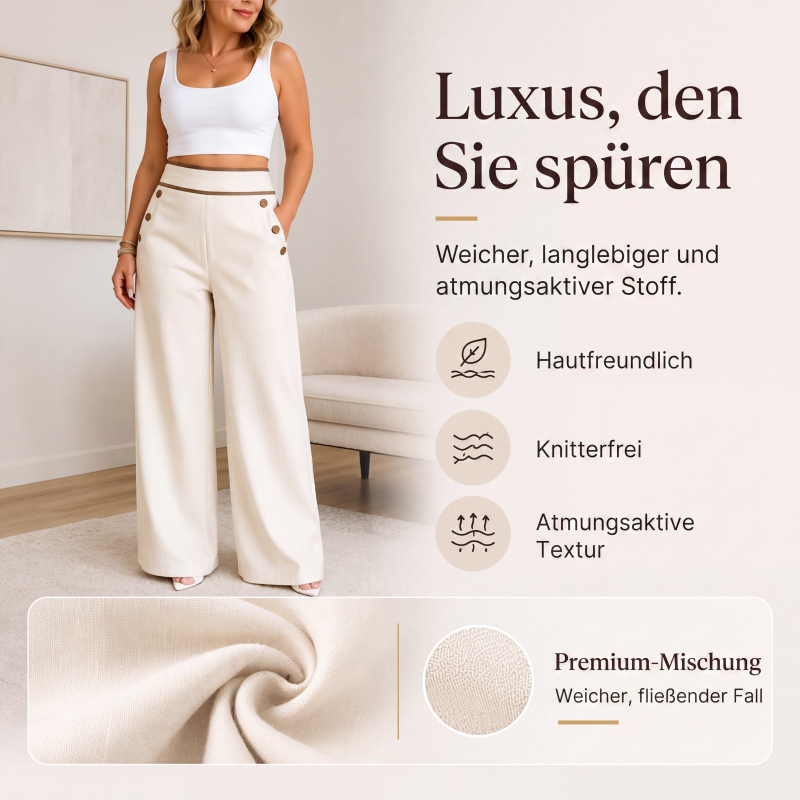 📢📢50%Rabatt!!!🎉✨Damen-Hochweitbund-Hosen mit kontrastierenden Besätzen-4