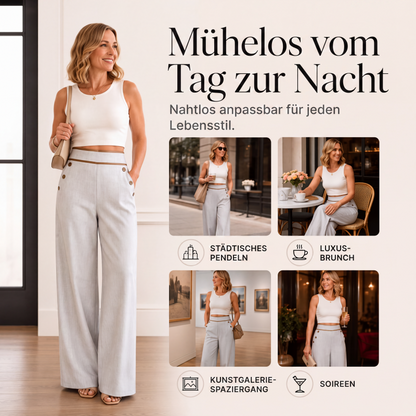 📢📢50%Rabatt!!!🎉✨Damen-Hochweitbund-Hosen mit kontrastierenden Besätzen-5