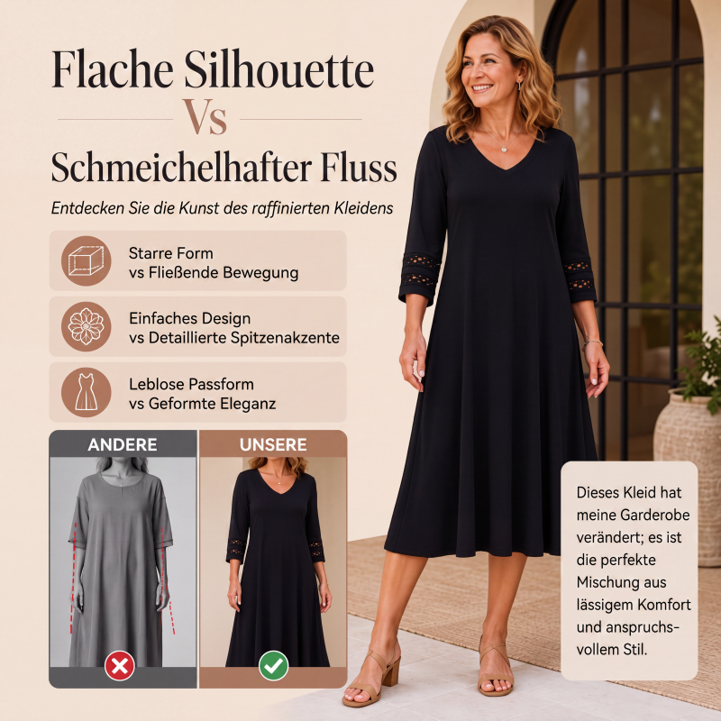 ⌛Zeitlich begrenztes Angebot-Legeres V-Ausschnitt-Midikleid für Damen-3