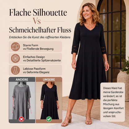 ⌛Zeitlich begrenztes Angebot-Legeres V-Ausschnitt-Midikleid für Damen-3