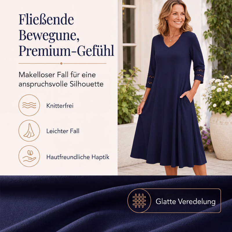 ⌛Zeitlich begrenztes Angebot-Legeres V-Ausschnitt-Midikleid für Damen-4