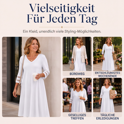 ⌛Zeitlich begrenztes Angebot-Legeres V-Ausschnitt-Midikleid für Damen-6