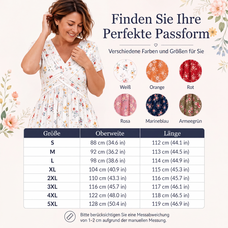 🌸🔥50% RABATT!🔥🔥Blumiges V-Ausschnitt-Kleid mit Taillendrehung – elegant und lässig für jeden Anlass-6