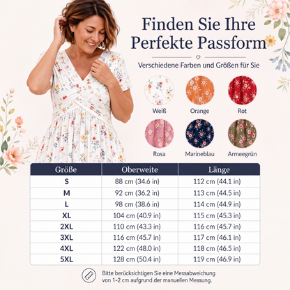 🌸🔥50% RABATT!🔥🔥Blumiges V-Ausschnitt-Kleid mit Taillendrehung – elegant und lässig für jeden Anlass-6