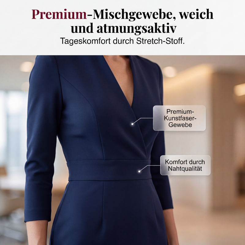 Neue Kollektion🔥Elegantes figurbetontes Kleid mit Stehkragen und V-Ausschnitt-2