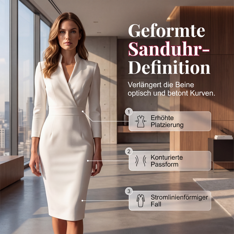 Neue Kollektion🔥Elegantes figurbetontes Kleid mit Stehkragen und V-Ausschnitt-3