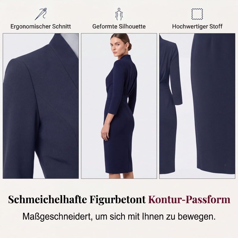 Neue Kollektion🔥Elegantes figurbetontes Kleid mit Stehkragen und V-Ausschnitt-5
