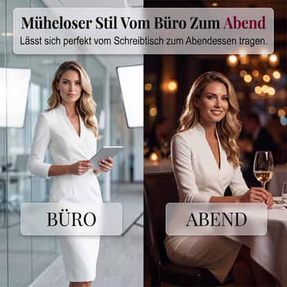 Neue Kollektion🔥Elegantes figurbetontes Kleid mit Stehkragen und V-Ausschnitt-6