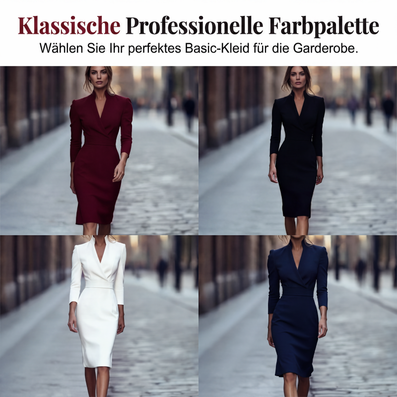 Neue Kollektion🔥Elegantes figurbetontes Kleid mit Stehkragen und V-Ausschnitt-1
