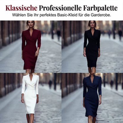 Neue Kollektion🔥Elegantes figurbetontes Kleid mit Stehkragen und V-Ausschnitt-1
