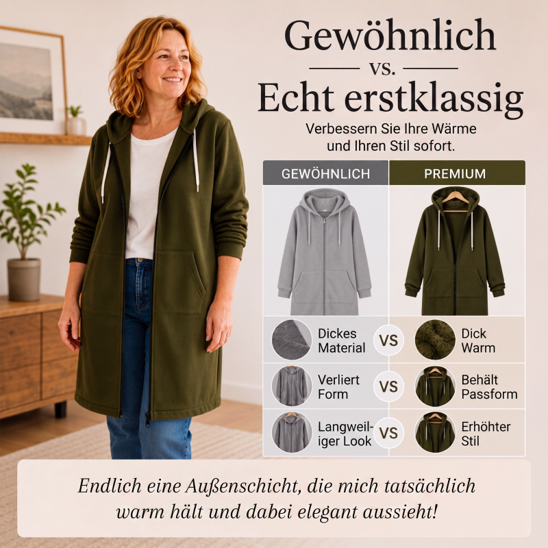 🔥✨Damen Fleece‑Kapuzenpullover mit Reißverschluss-2