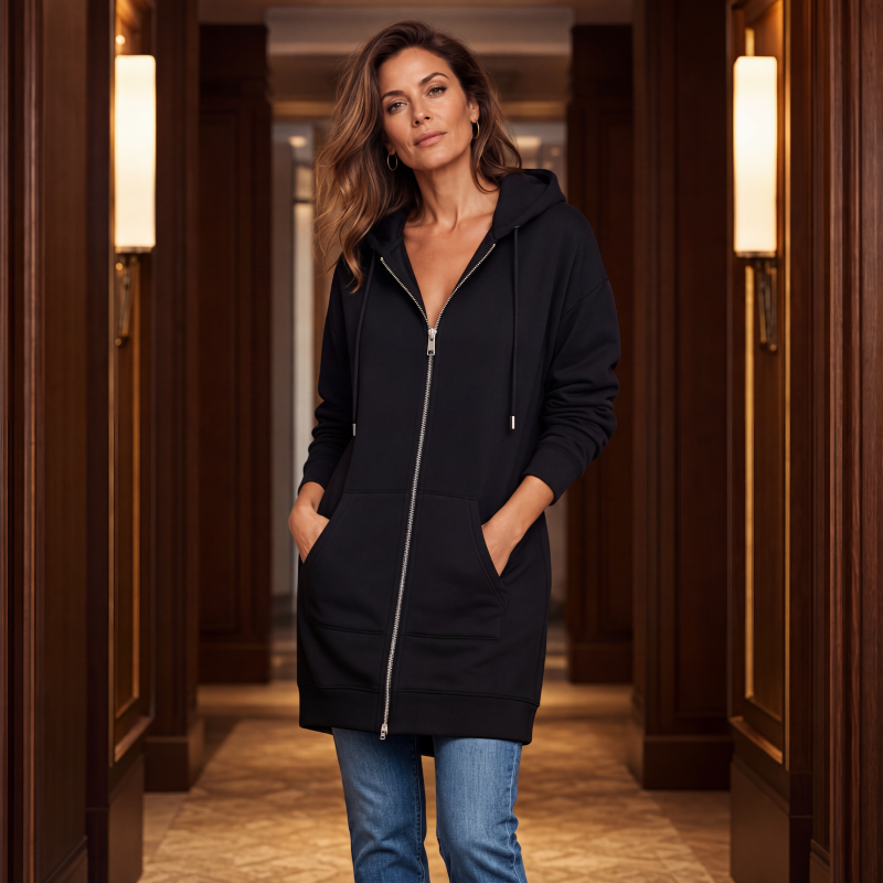 🔥✨Damen Fleece‑Kapuzenpullover mit Reißverschluss-7