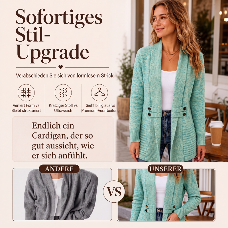 Damen lässiger zweireihiger Strickcardigan-2