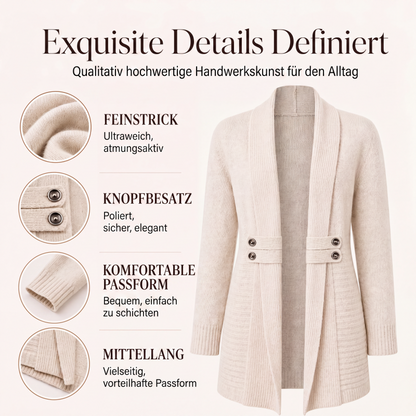 Damen lässiger zweireihiger Strickcardigan-1
