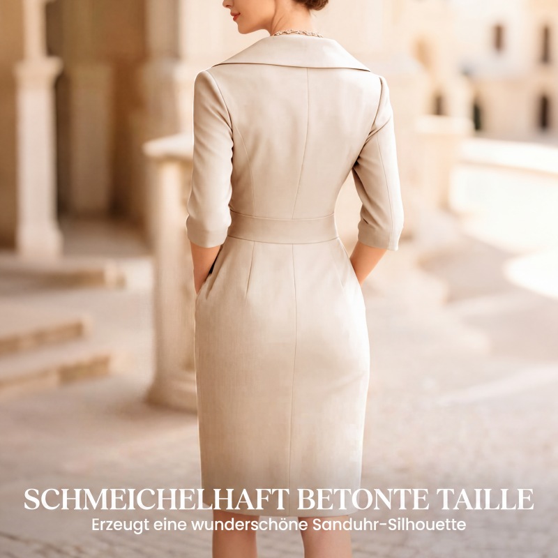 Elegantes Etuikleid mit Reverskragen und Taschen-2