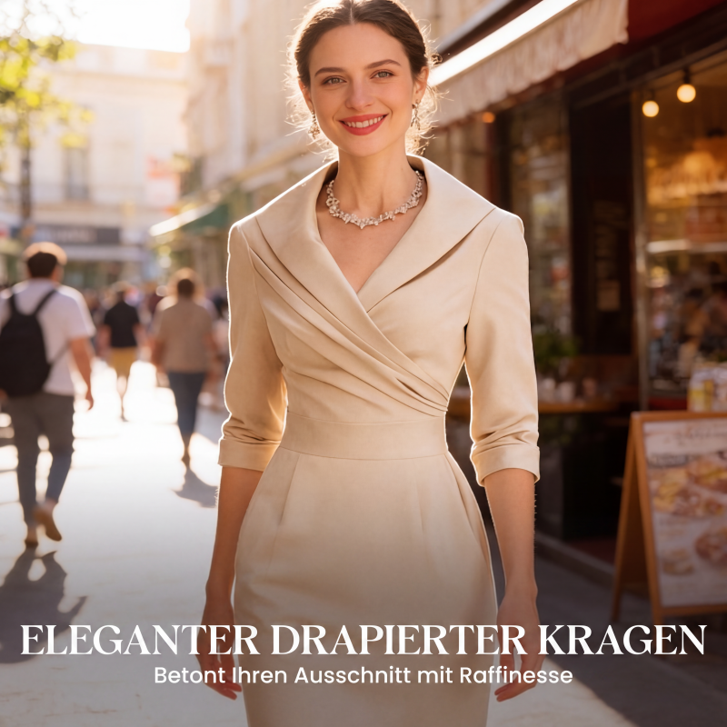 Elegantes Etuikleid mit Reverskragen und Taschen-4