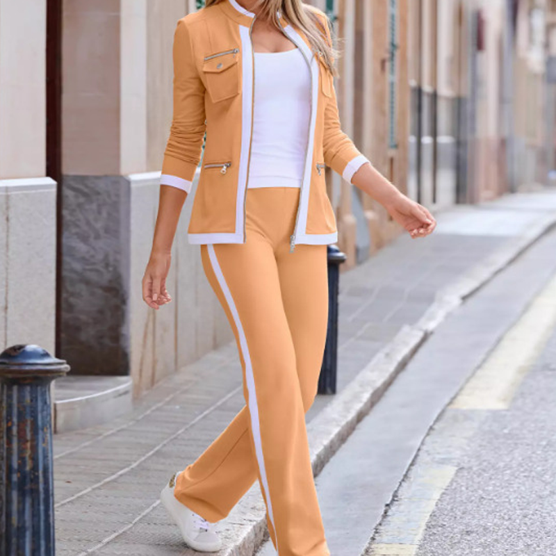 🏃‍♀️ Es wird im Akkord weggeschnappt – zögern Sie nicht! Zweiteiliger Trainingsanzug im Color-Block-Design für Damen-12
