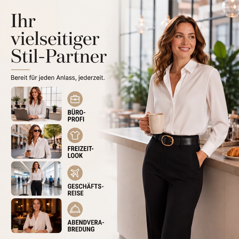 Vielseitiges, seidenweiches Satin-Langarmhemd für Damen-3