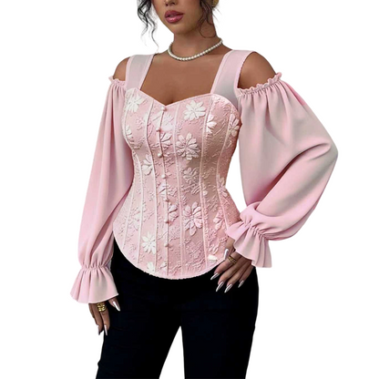 Damen Cold-Shoulder-Oberteil aus geblümten Jacquard-16