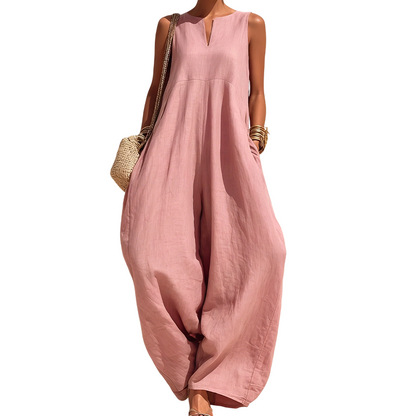 📢📢50%Rabatt!!! 🍃 Damen Ärmelloser V-Ausschnitt Weites Bein Overall mit Taschen🤍✨-14