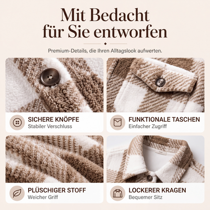 📢📢50% RABATT !!⏰Gemütliche karierte Damenjacke mit Knopfleiste-1