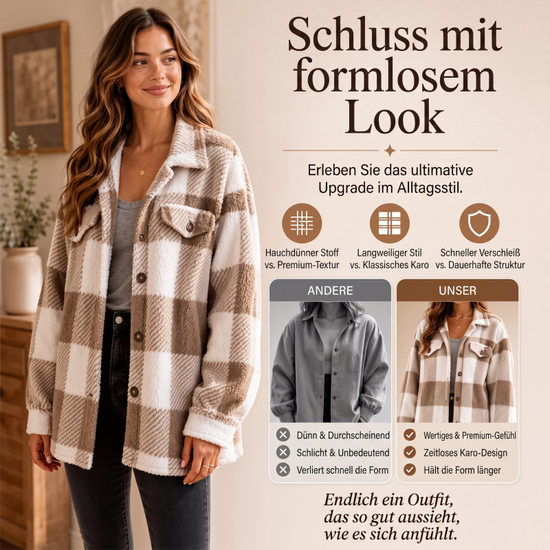📢📢50% RABATT !!⏰Gemütliche karierte Damenjacke mit Knopfleiste-2