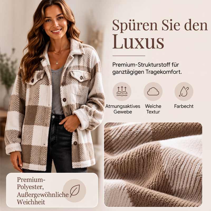 📢📢50% RABATT !!⏰Gemütliche karierte Damenjacke mit Knopfleiste-3