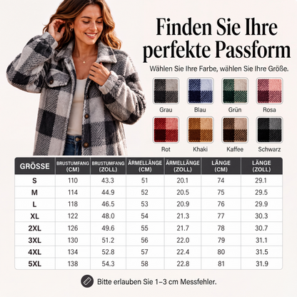 📢📢50% RABATT !!⏰Gemütliche karierte Damenjacke mit Knopfleiste-5