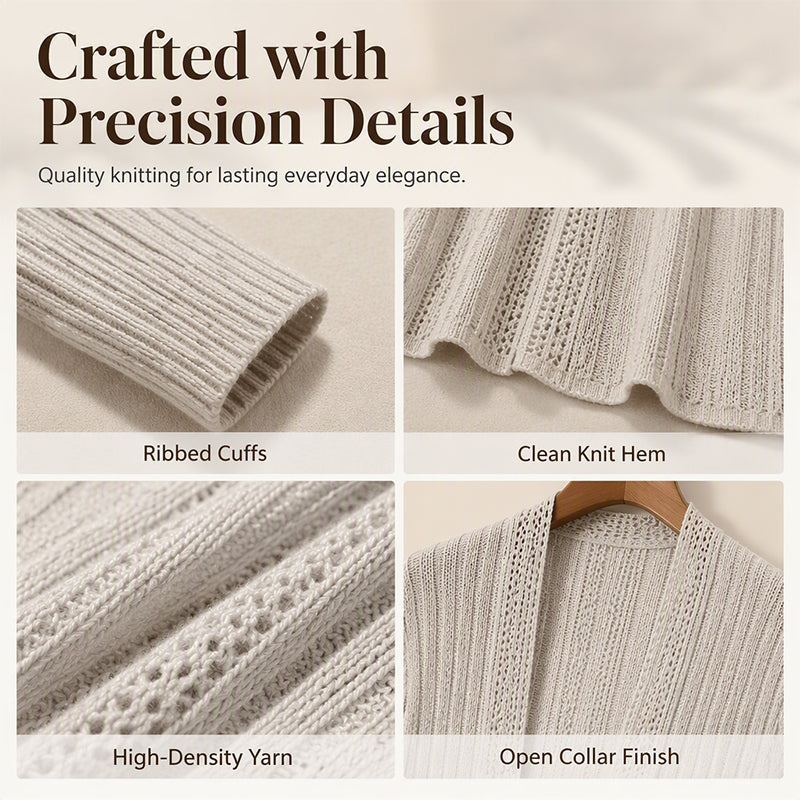 🌸🧥Neuheiten – Eleganter offener Cardigan mit Stricktextur – Weicher Komfort & vielseitiger Stil für jeden Anlass-5