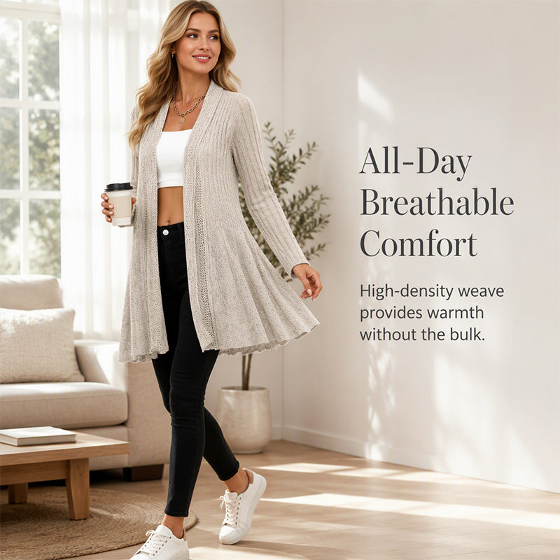 🌸🧥Neuheiten – Eleganter offener Cardigan mit Stricktextur – Weicher Komfort & vielseitiger Stil für jeden Anlass-1