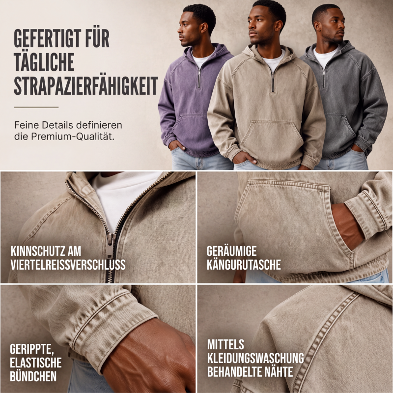 📢📢50%Rabatt!!!🎉💰 Der 50%-Sturm kommt! Herren Freizeit Jeansjacke mit halbem Reißverschluss-2