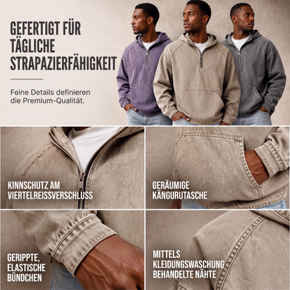 📢📢50%Rabatt!!!🎉💰 Der 50%-Sturm kommt! Herren Freizeit Jeansjacke mit halbem Reißverschluss-2