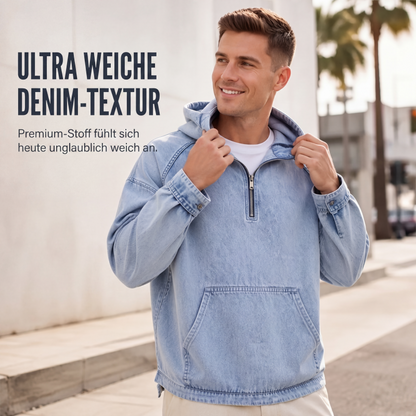 📢📢50%Rabatt!!!🎉💰 Der 50%-Sturm kommt! Herren Freizeit Jeansjacke mit halbem Reißverschluss-1