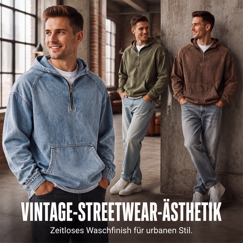 📢📢50%Rabatt!!!🎉💰 Der 50%-Sturm kommt! Herren Freizeit Jeansjacke mit halbem Reißverschluss-3
