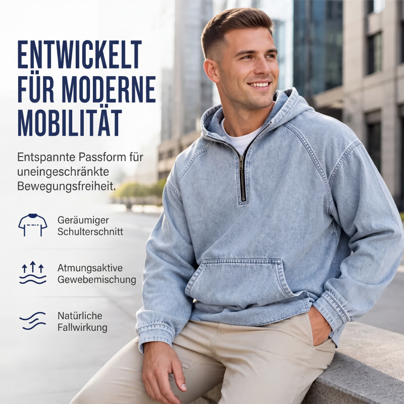 📢📢50%Rabatt!!!🎉💰 Der 50%-Sturm kommt! Herren Freizeit Jeansjacke mit halbem Reißverschluss-4