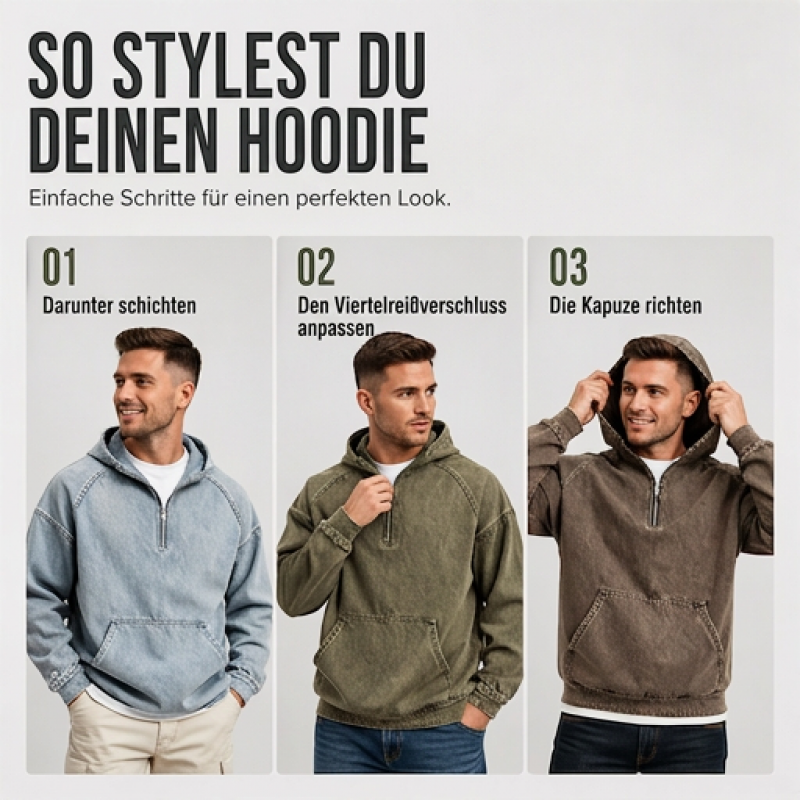 📢📢50%Rabatt!!!🎉💰 Der 50%-Sturm kommt! Herren Freizeit Jeansjacke mit halbem Reißverschluss-5