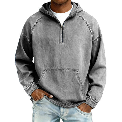 📢📢50%Rabatt!!!🎉💰 Der 50%-Sturm kommt! Herren Freizeit Jeansjacke mit halbem Reißverschluss-9