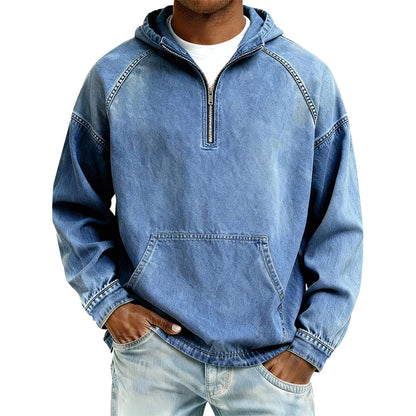 📢📢50%Rabatt!!!🎉💰 Der 50%-Sturm kommt! Herren Freizeit Jeansjacke mit halbem Reißverschluss-10